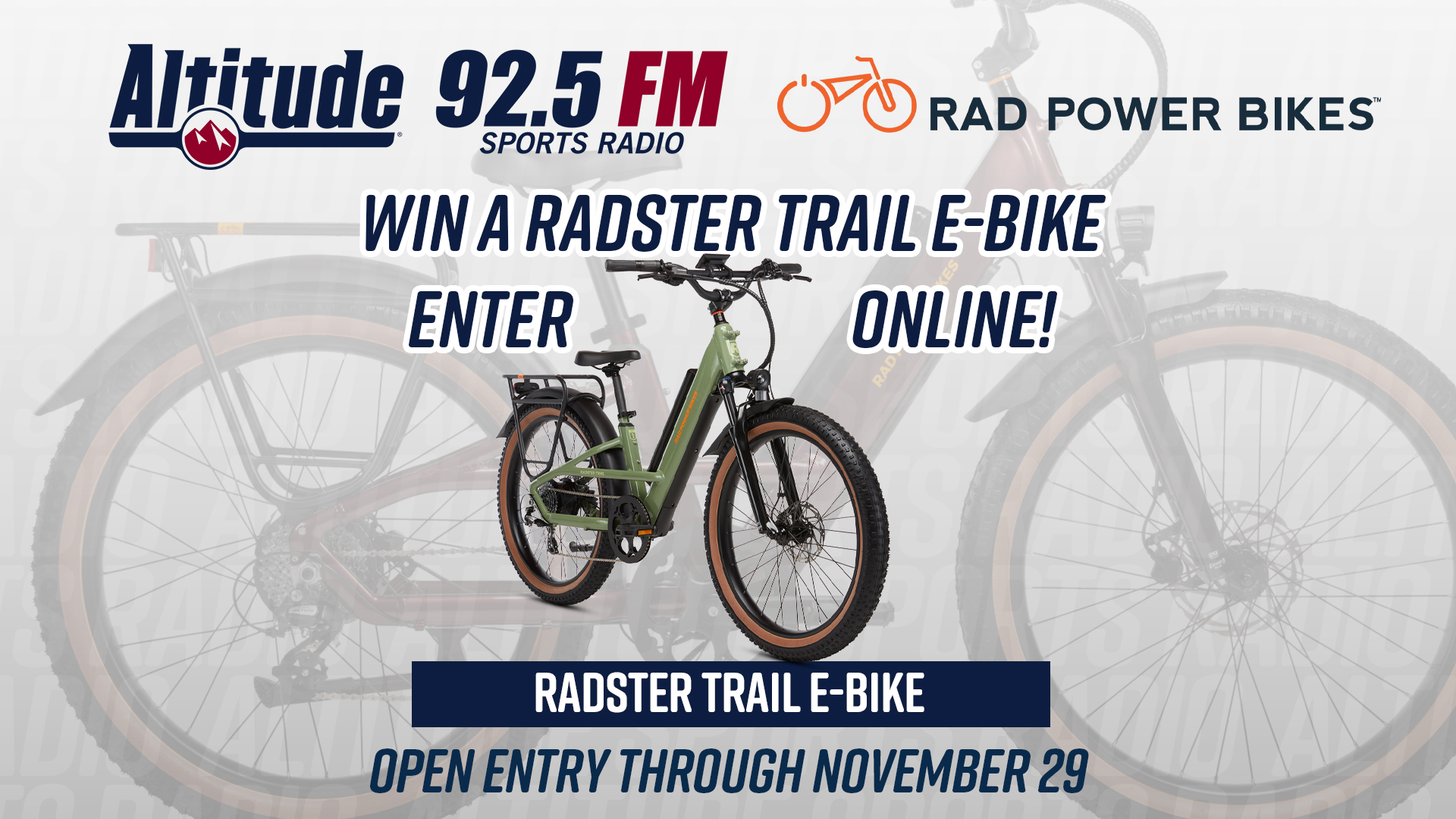 Win A Radster Trail E Bike ENTER ONLINE NOW Altitude Sports Radio